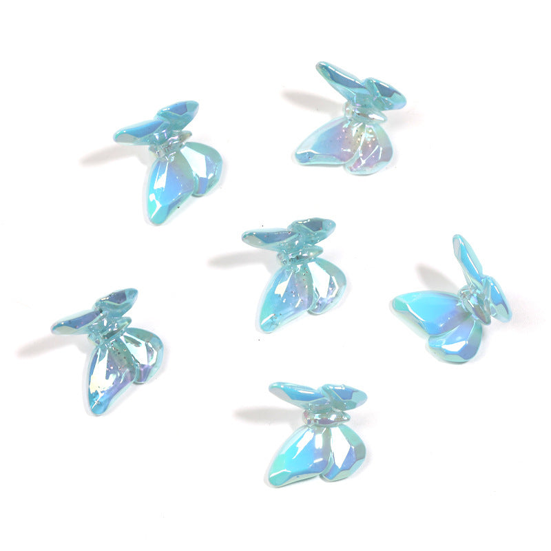 Wholesale 200pcs Translucent sequin butterfly beads UV plated wings hanging hole beads diy mobile phone chain keychain accessories pendant