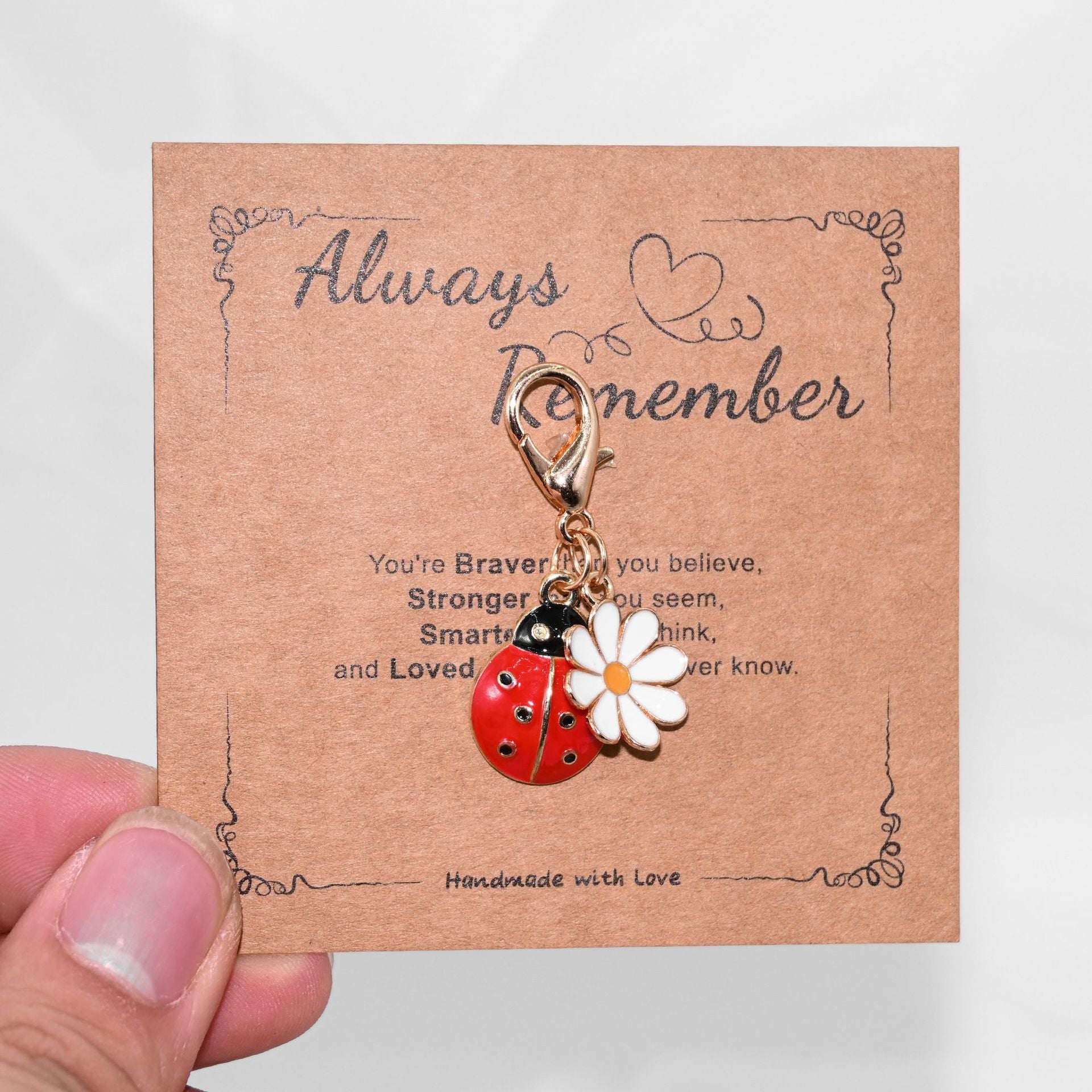 Wholesale Blessing Card Ladybug  Keychain Pendant