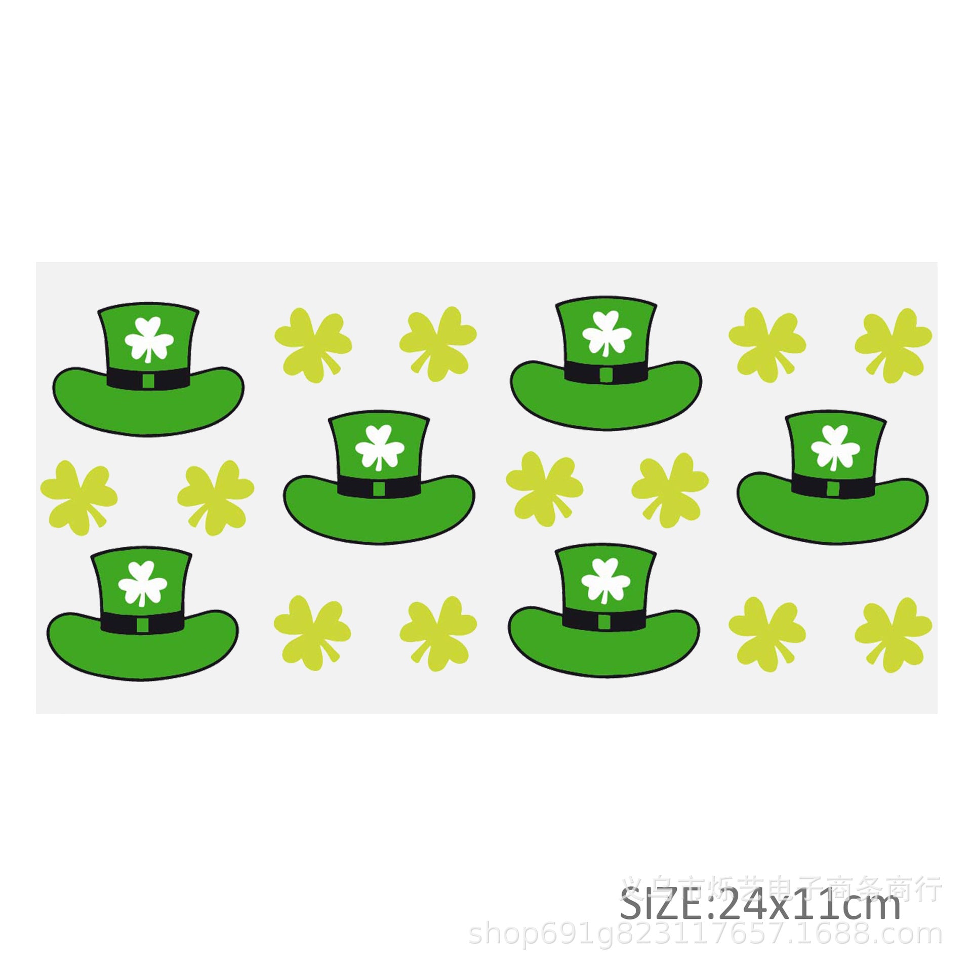 Wholesale Green Smiling Face Hat Halloween 16oz Cup UV DTF Wraps