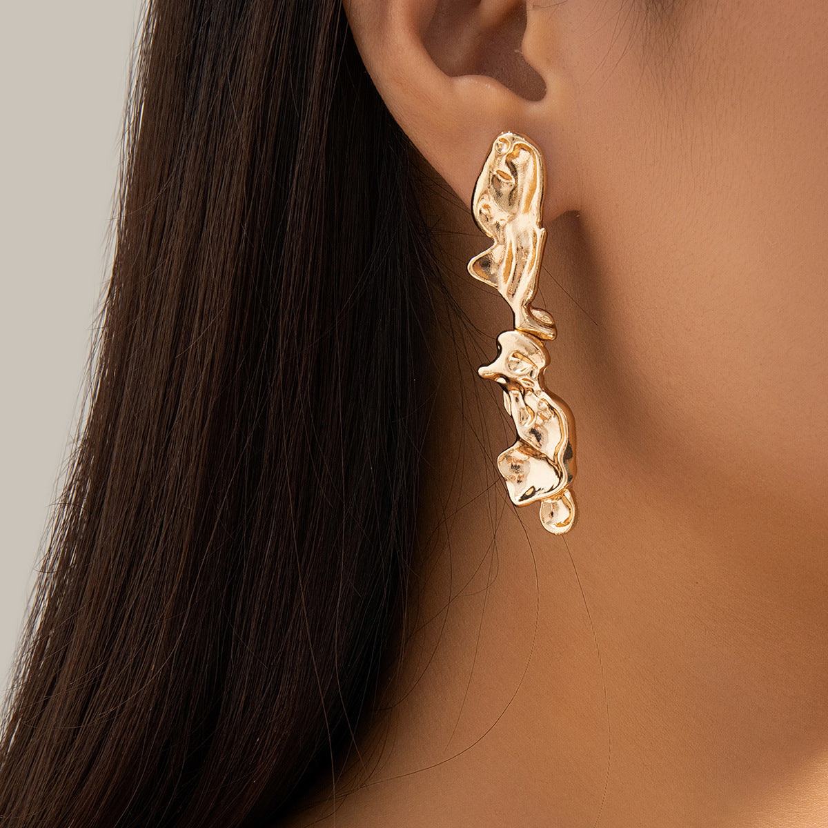 Wholesale jewelry  liquid pleated irregular collar choker metal lava necklace Earrings