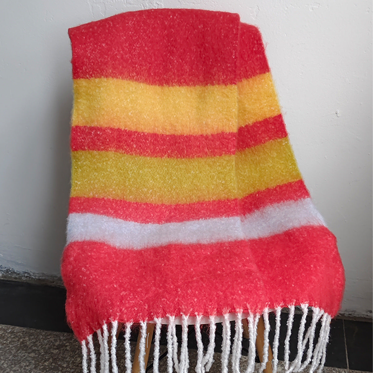 Wholesale Autumn and Winter Thickened Warm Dopamine Striped Imitation Cashmere Plaid Scarf