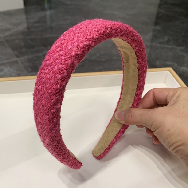 Wholesale pink fabric high skull plaid headband