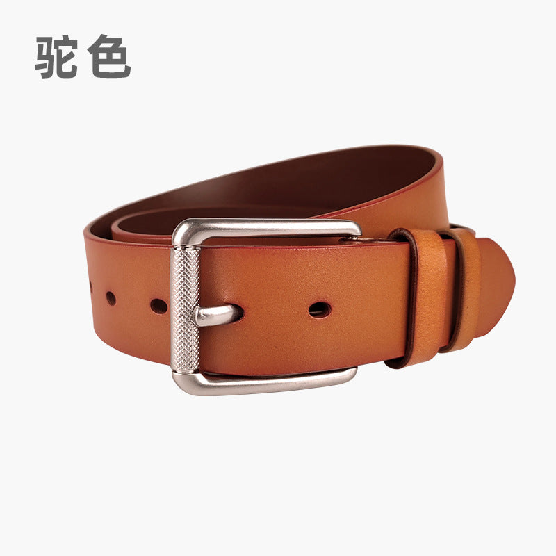 Wholesale real belt pin buckle retro cowhide belt casual pants with
