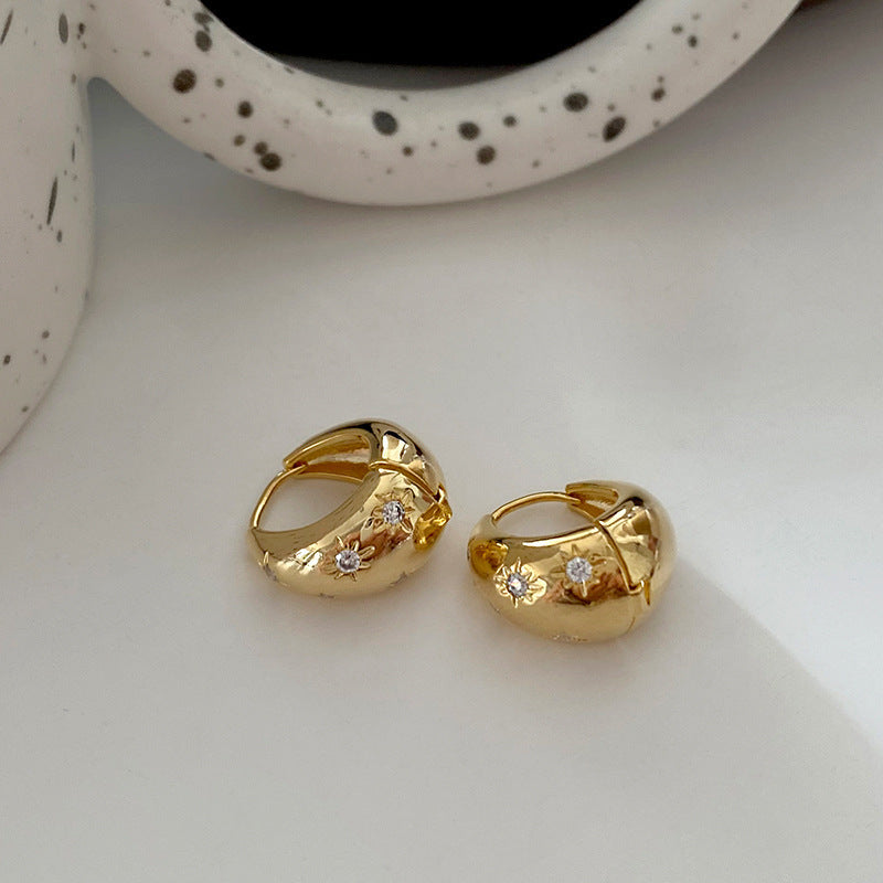 Wholesale Water droplet shaped geometric irregular circle star metal earrings