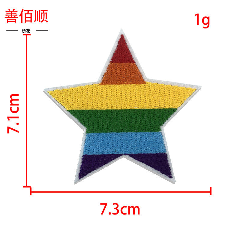 Wholesale 10pcs Five-pointed Star Heart-shaped Towel Beads Sequins Embroidery Cloth Patch Badge Badge Patch Clothes Decoration FS