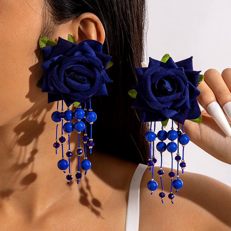 Wholesale Fabric colorful flower earrings