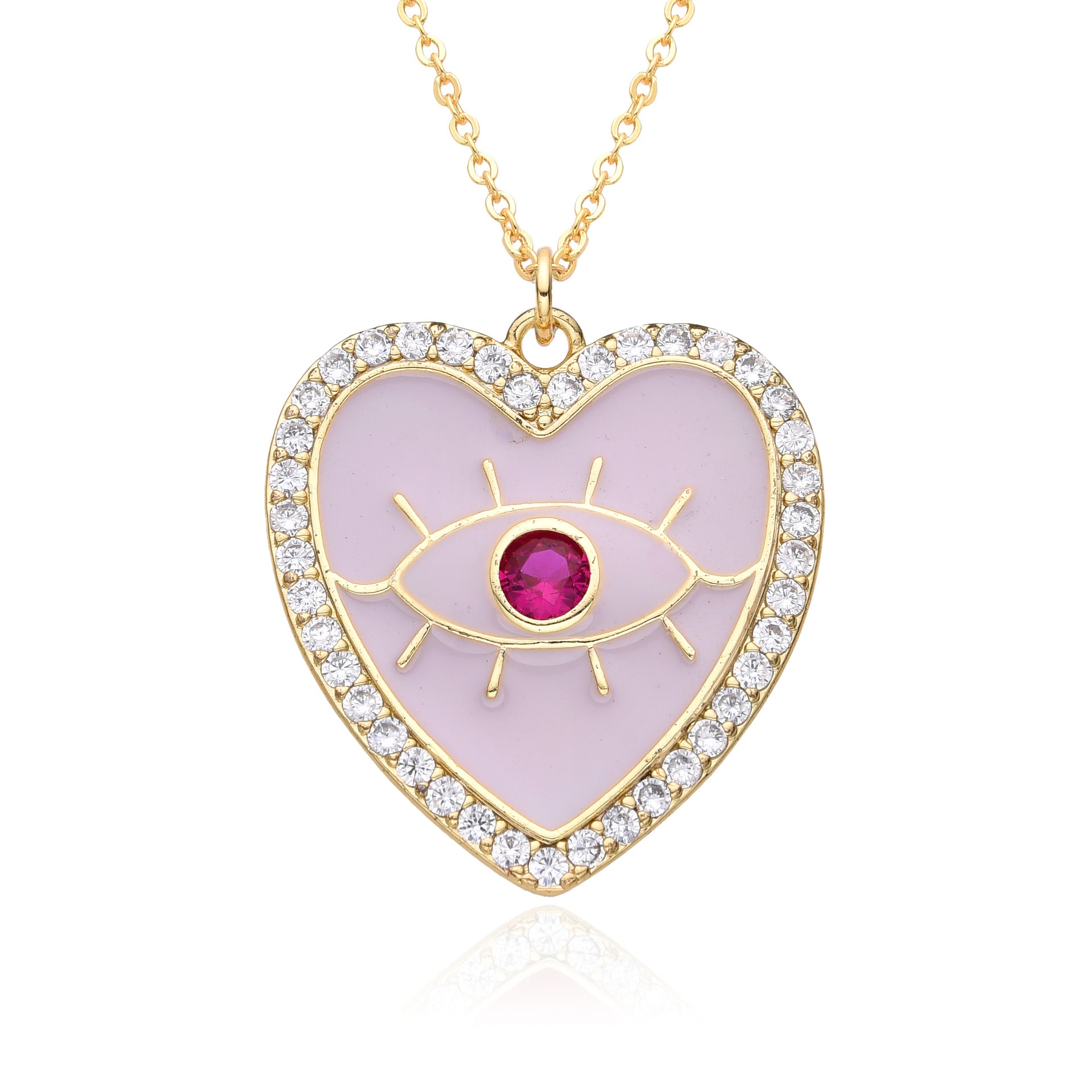 Wholesale Copper Plated Real Gold Dripping Love Eyes Geometric Necklace