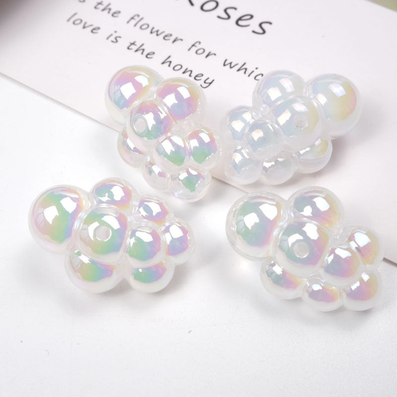 Wholesale 10pcs Transparent UV Colorful Perforated Cloud Acrylic Beads