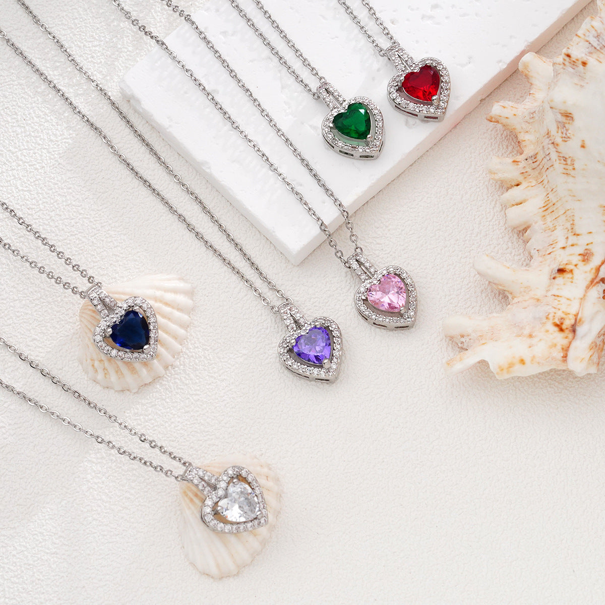 Wholesale suit inlaid zircon cross-border love necklace women' s peach heart jewelry