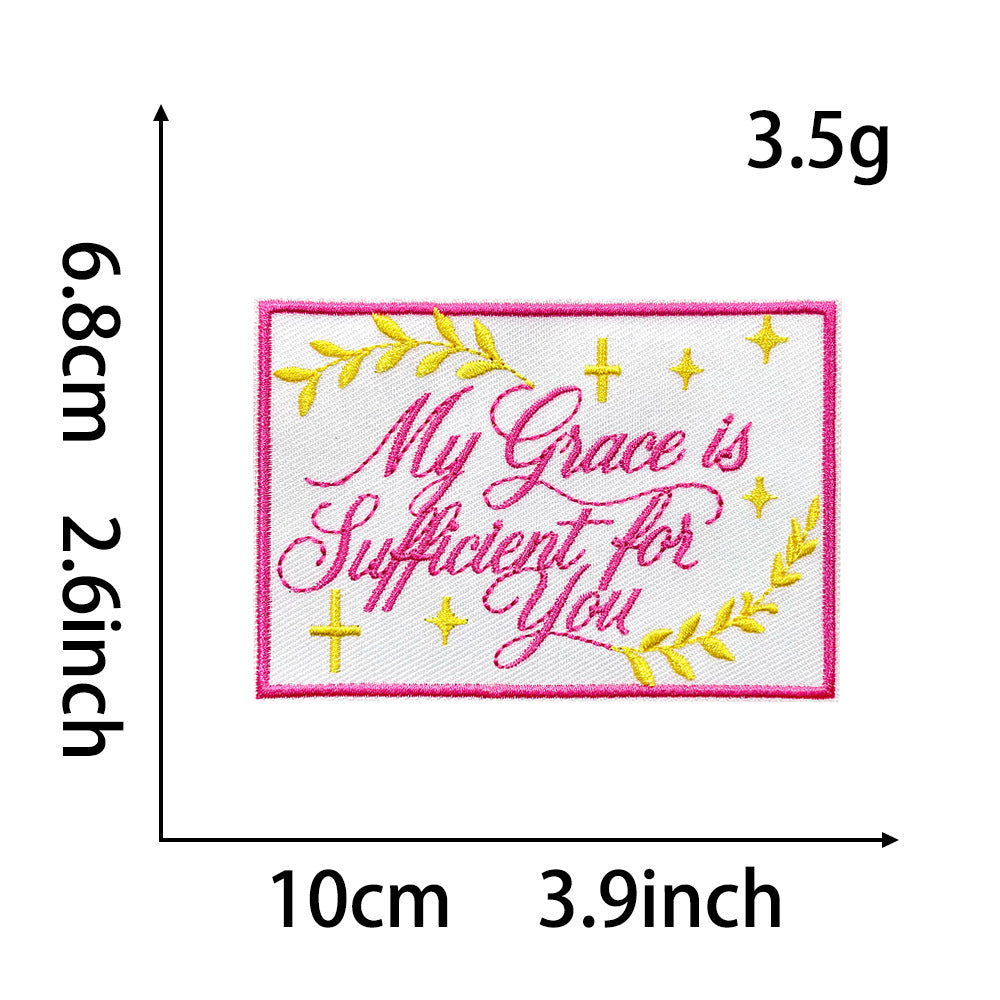 Wholesale Chic Retro Embroidered Iron On Patch Funny Text Rectangle Applique For Coats Decorative