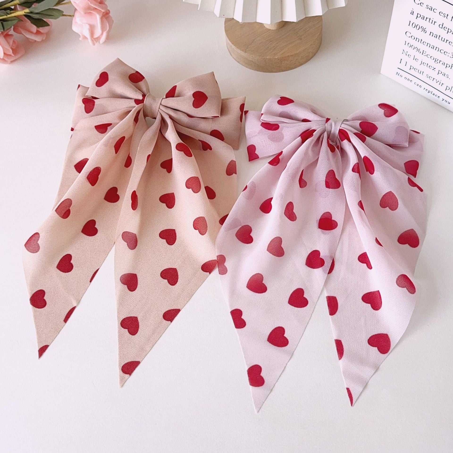 Wholesale new valentine's day bow ribbon spring clip heart-shaped red lip printing hair clip hair accessories