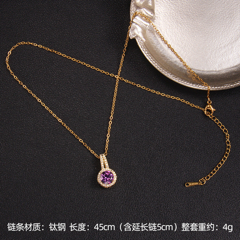 Wholesale Purple Zircon Necklace Heart Pendant Jewelry