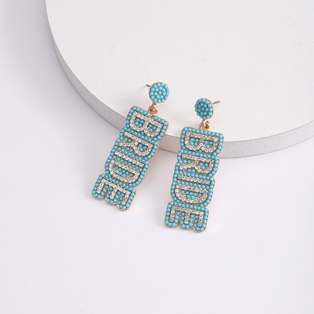 Wholesale BRIDE Alloy Rice Bead Diamond Earrings