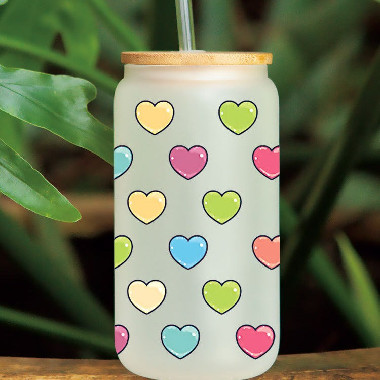 Wholesale Colorful Hearts  16oz Cup UV DTF Wraps
