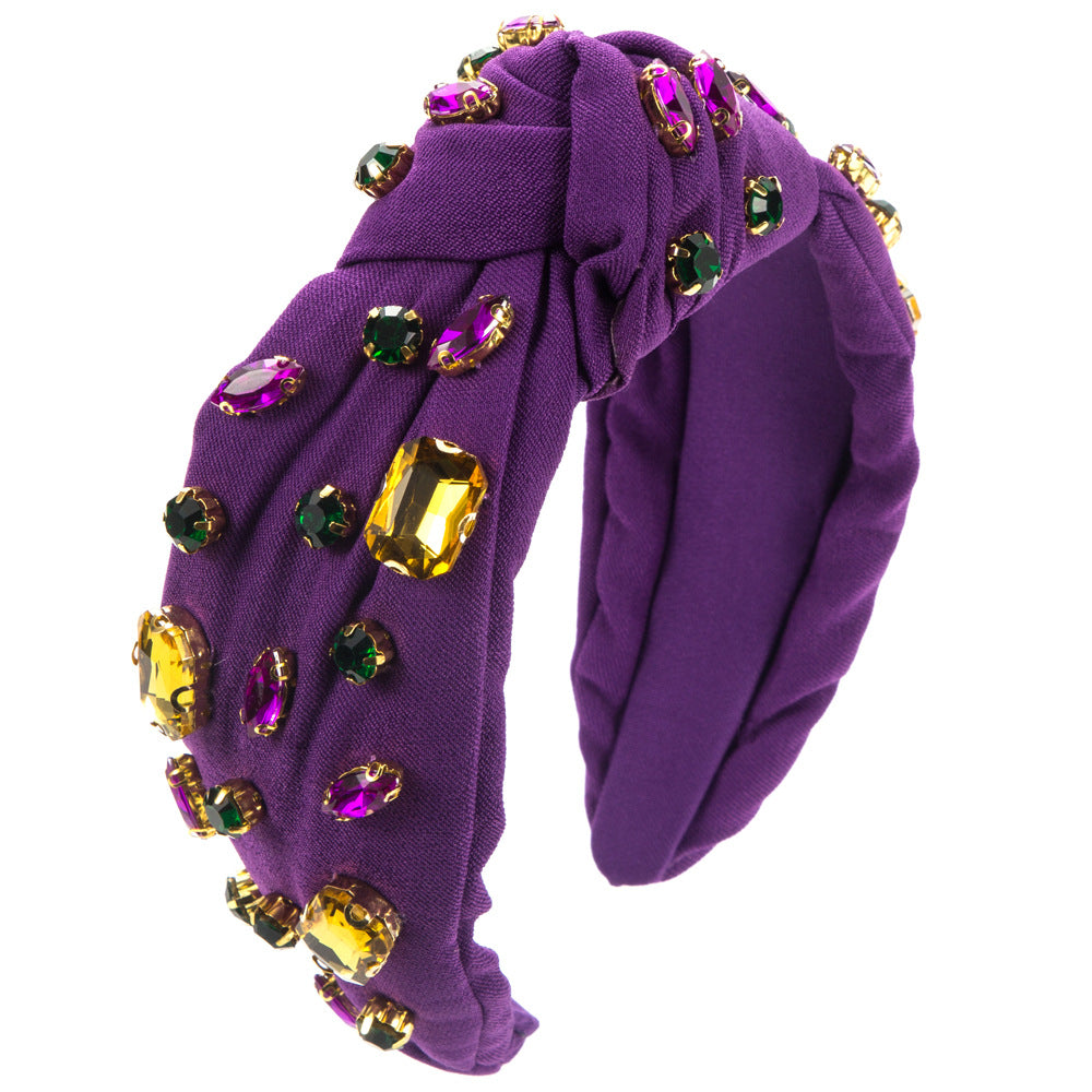 Wholesale Carnival Retro Baroque Wide Brim Glass Diamond High Skull Headband