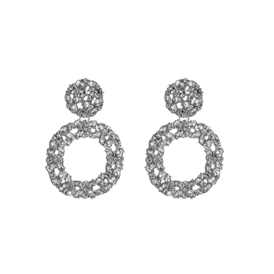 Wholesale Rhinestone Geometric Earrings Trendy Round Multi Layer Drop Earrings For Women Chic Party Jewelry Accessory