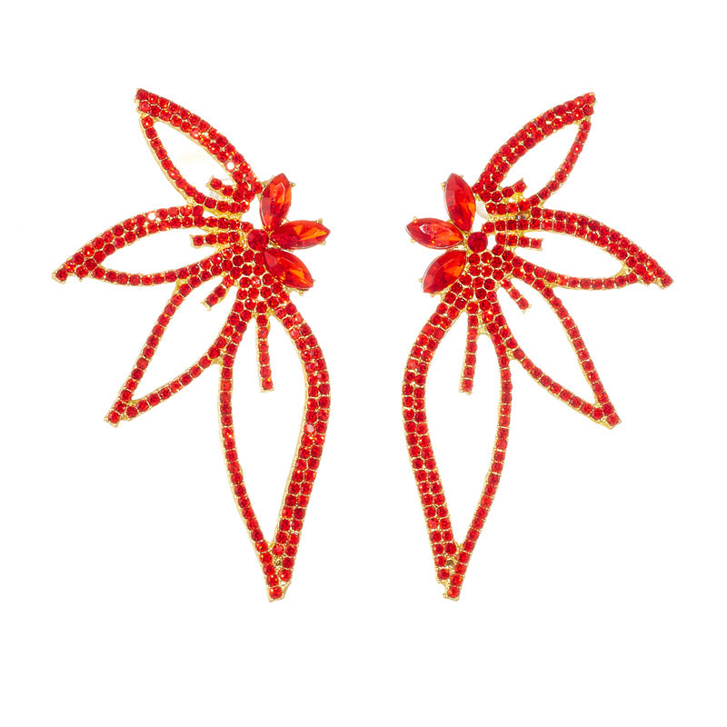 Wholesale Exaggerated Diamond Large Butterfly Earrings