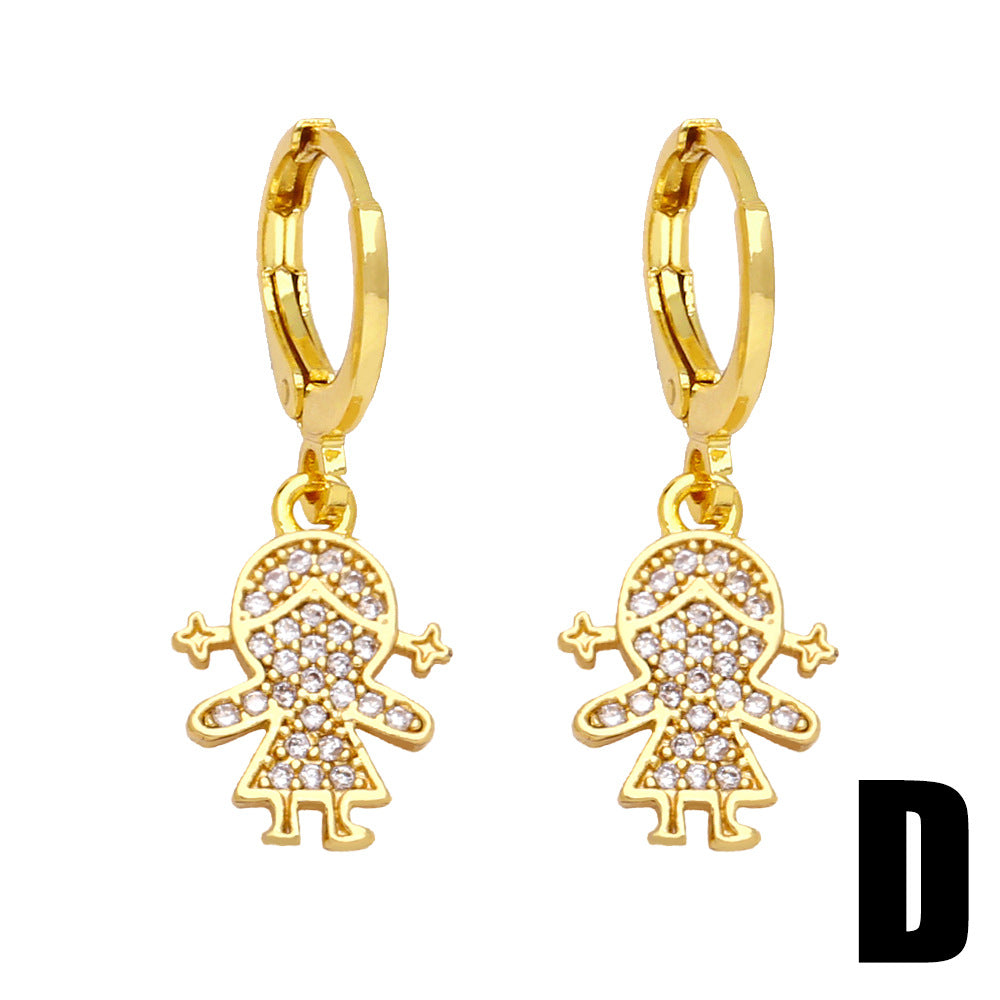 Wholesale Coconut Tree Life Tree Pendant Copper Earrings