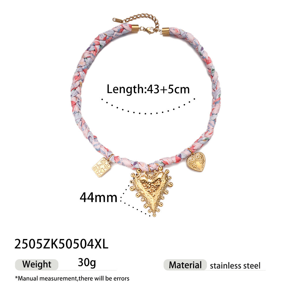 Wholesale Tina European and American Stainless Steel Pendant Necklace Sweet Cool Sexy Style Silk f Braided Colorful Necklace Clavicle Chain Necklace Jewelry