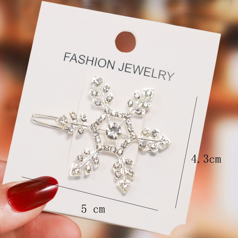 Wholesale Diamond Inlaid Snowflake Bow Hair Clips