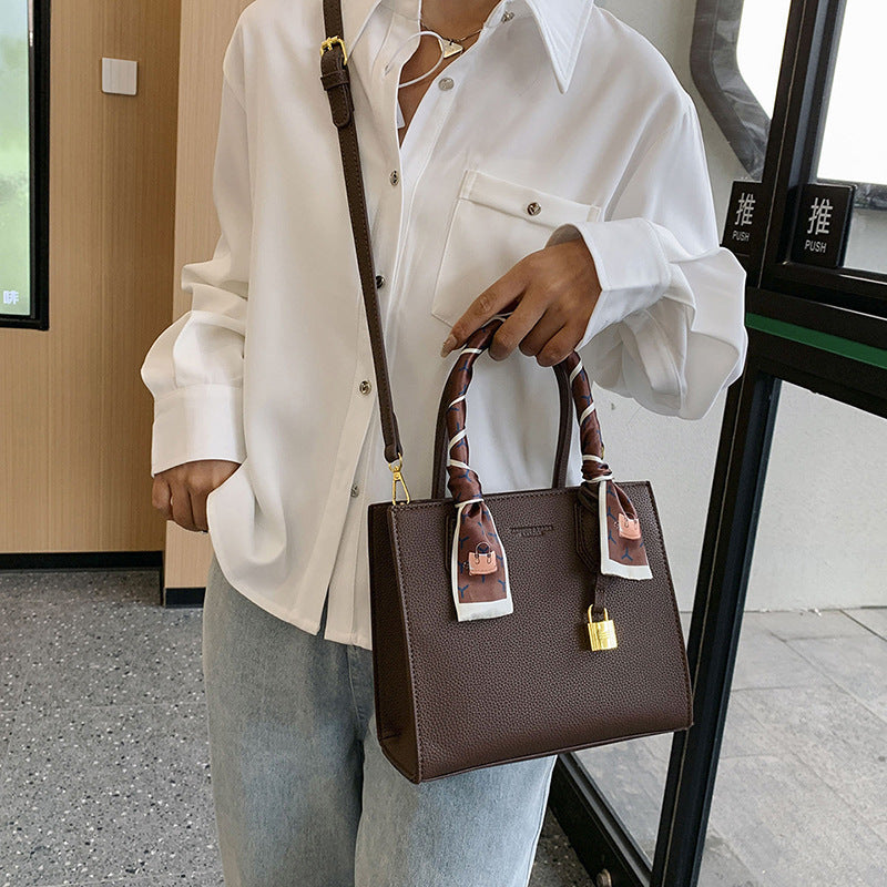 Wholesale 2023 PU Simple Scarf Texture Handheld Tote Bag Crossbody Shoulder Bag