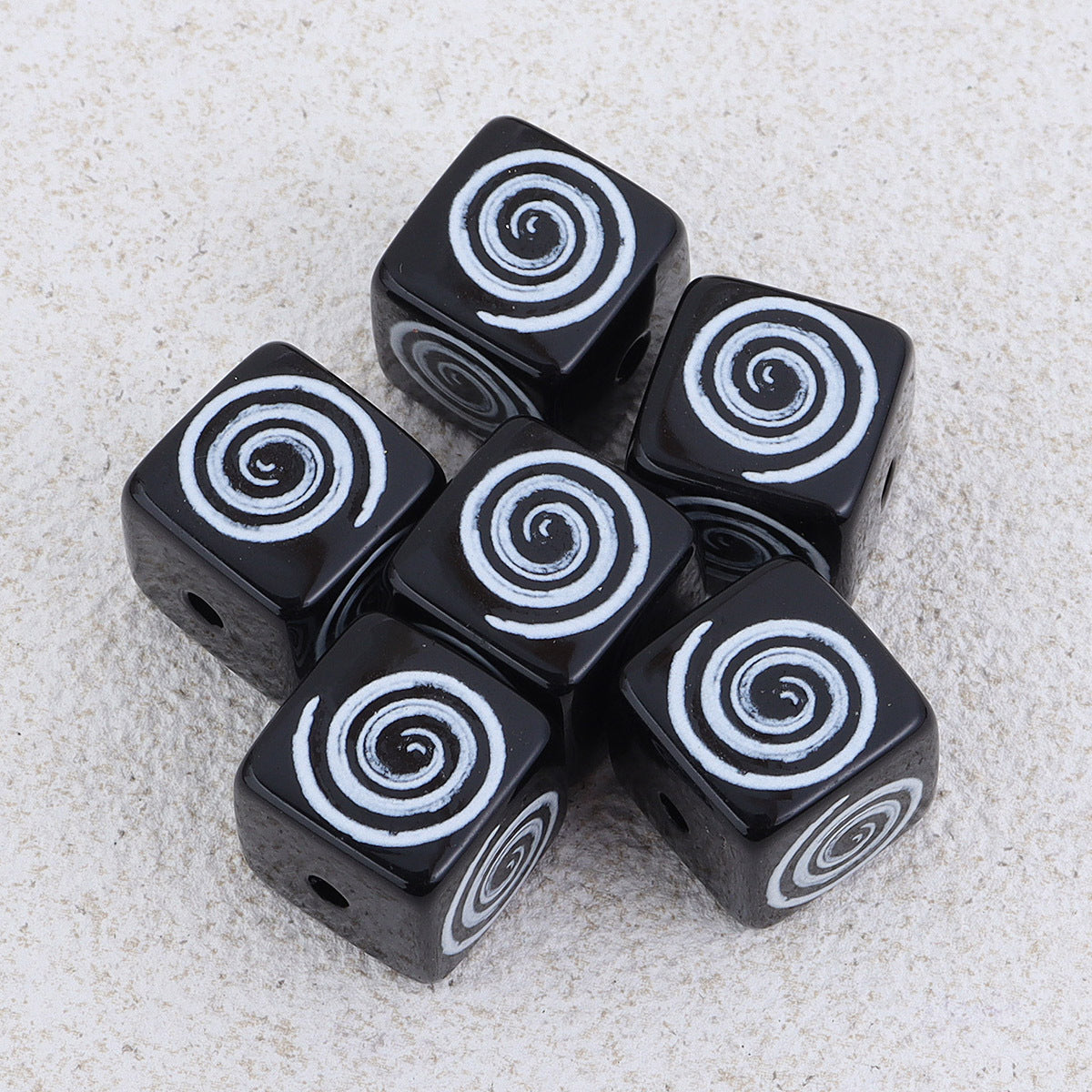 Wholesale 10pcs 14mm pentagram cat bow black and white square acrylic beads