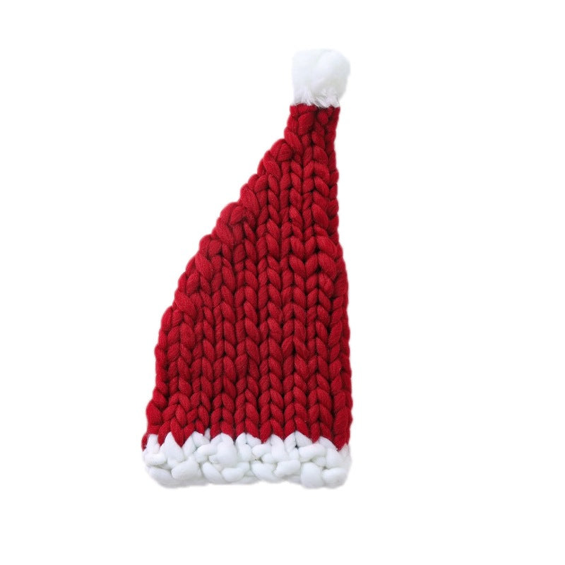 Wholesale Extra Thick Wool Christmas Hats Hand Knitted Santa Hats Parent-child Hats