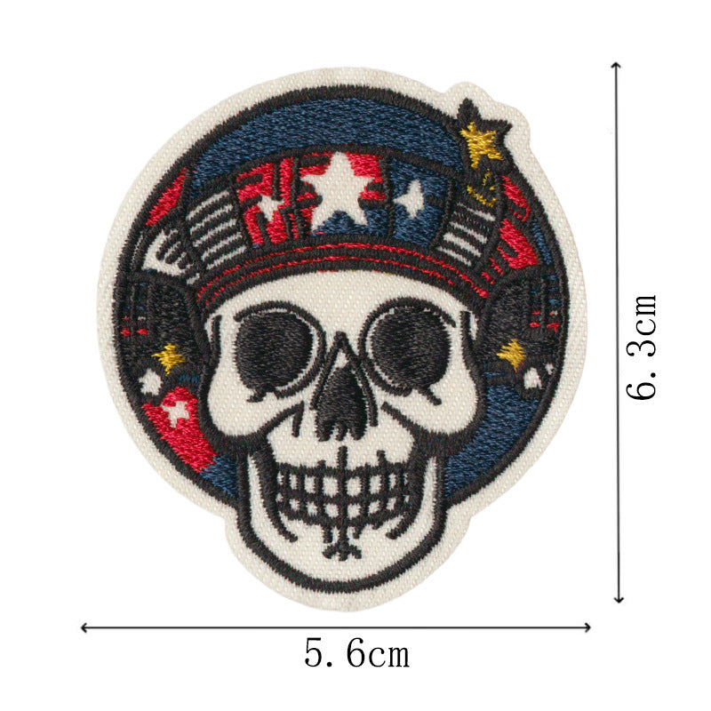 Wholesale Stylish Cartoon Skull Embroidered Iron On Patches 9 Piece Set For Towels Clothing DIY Accessories