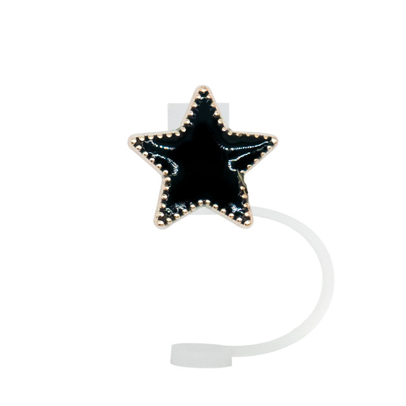 Wholesale 10pcs/packAcrylic Straw Cap Dust Plug Imitation Metal Shell