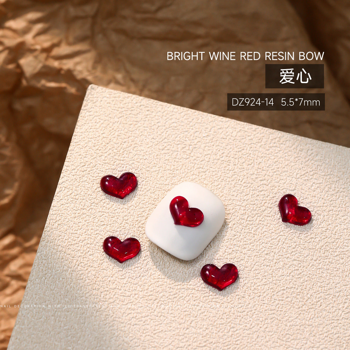 Wholesale 50pcs Bow Nail Art Accessories Burgundy Resin Frosted Mini Three-Dimensional Ribbon Butterfly Bow Tie Nail Decoration