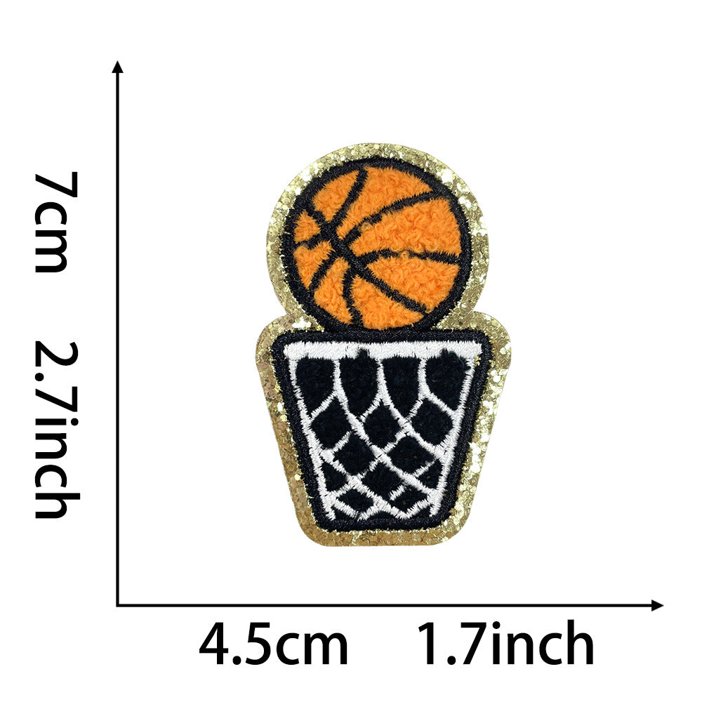 Wholesale Love Basketball Theme Patch Gold Edge Embroidered Iron On DIY Accessory For ets