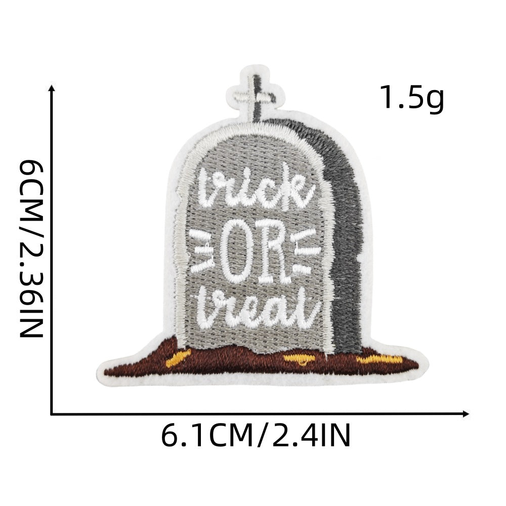 Wholesale Polyester Embroidered  Patches Ghost Bat Pumpkin Applique For Party Headwear Fashion Accessory