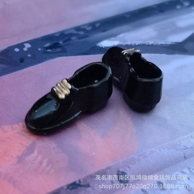 Wholesale Dollhouse Mini Simulation Leather Shoes Doll Accessories