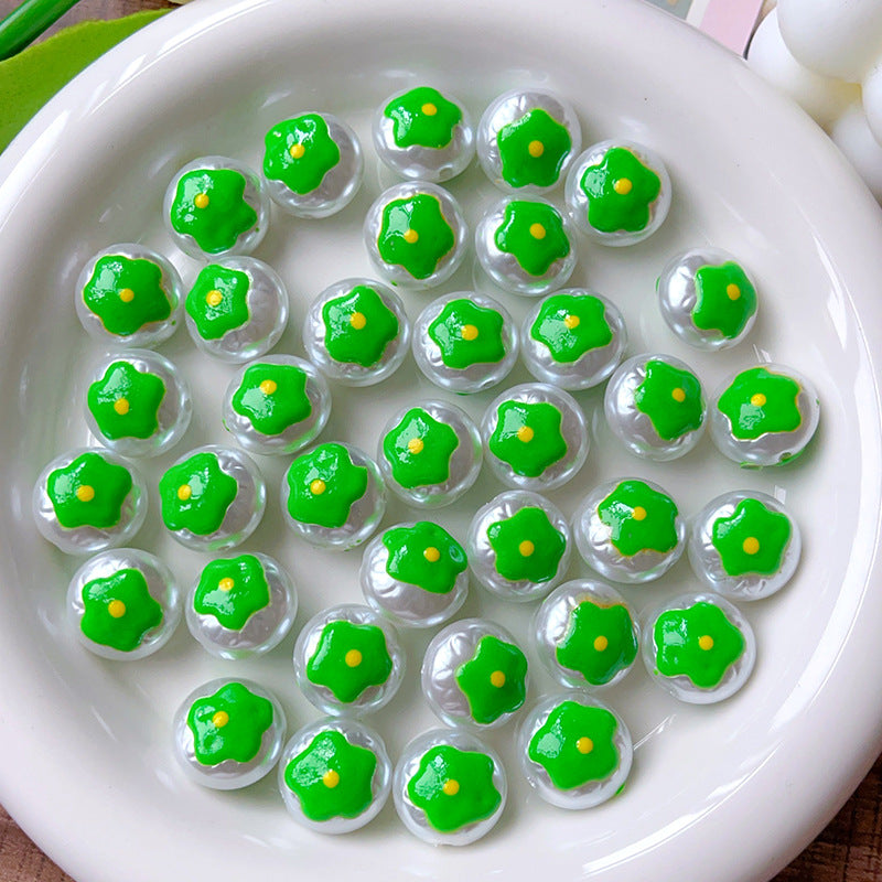 Wholesale Colorful round flower mushroom pearl straight hole beaded string Print Silicone Beads