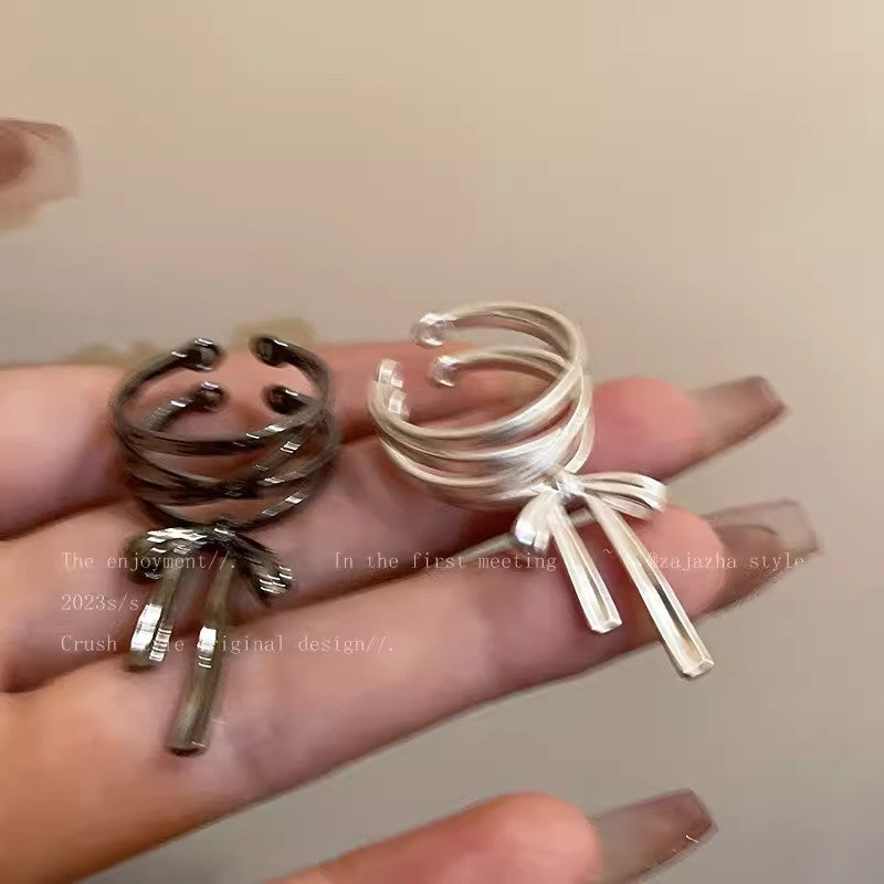 Wholesale Ballet style bow ribbon adjustable finger ring