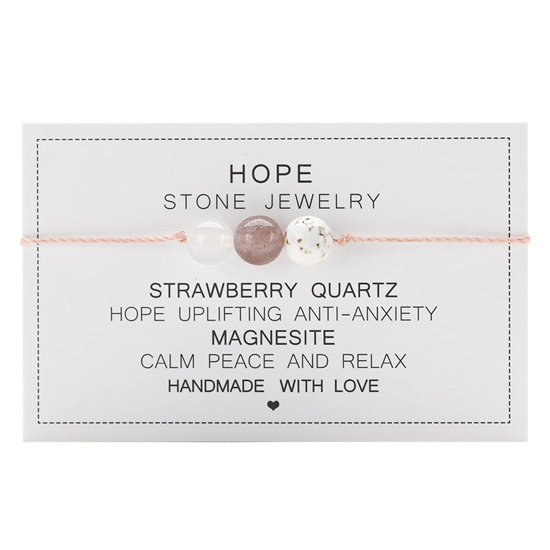 Wholesale Stone Beads Braided Amethyst Lapis Lazuli Strawberry Crystal Bracelet