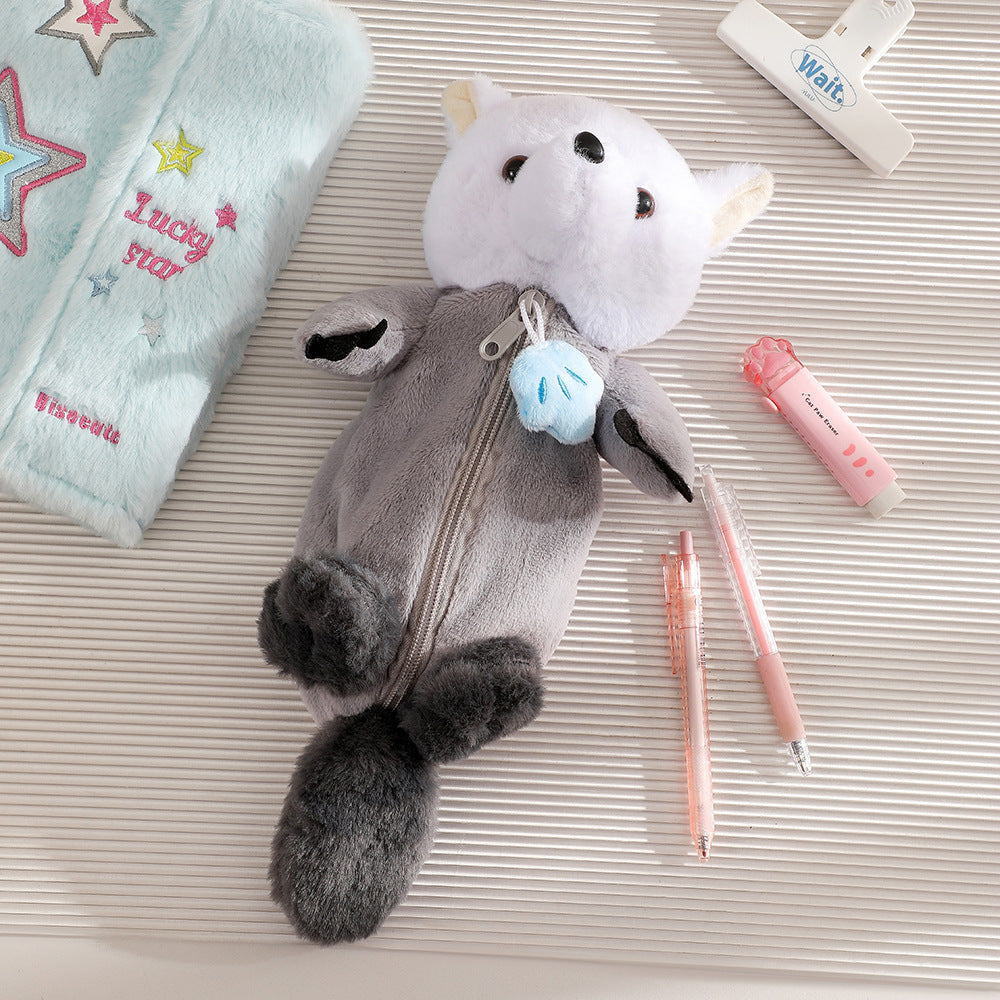 Wholesale Animal Shape Plush and Cute Decompression Doll Stationery Pencil Bag