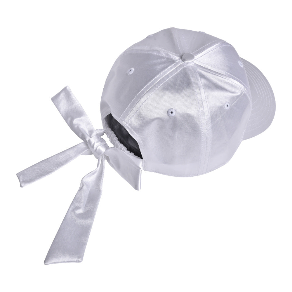 Wholesale  Satin Bright Ribbon Bow Casual Fashion Sunshade Hat