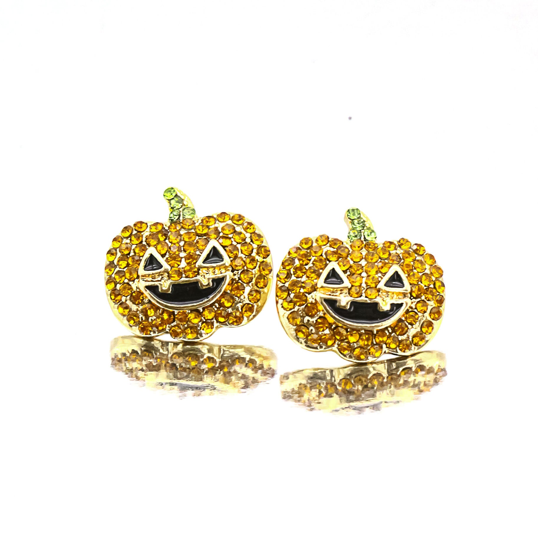 Wholesale   Web Pumpkin Stud Earrings Trendy Rhinestone Cartoon Jewelry Accessory For Party Gift