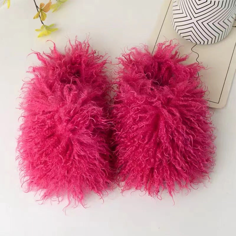 Wholesale Winter Imitation Beach Wool Fashion Warm Cotton Slippers Home Slippers