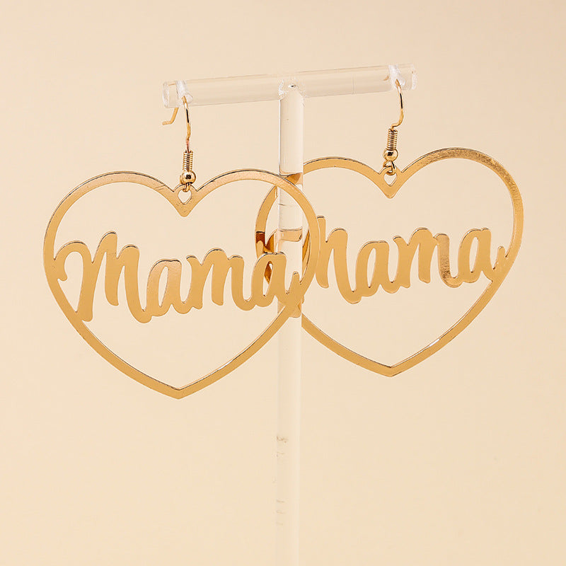 Wholesale Love Letter MAMA Peach Heart Mother's Day Earrings