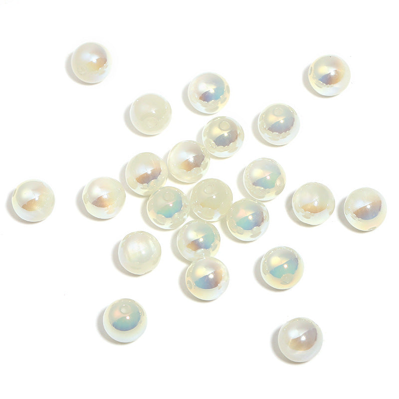 Wholesale UV color coated milk tea cat's eye high gloss acrylic small round beads