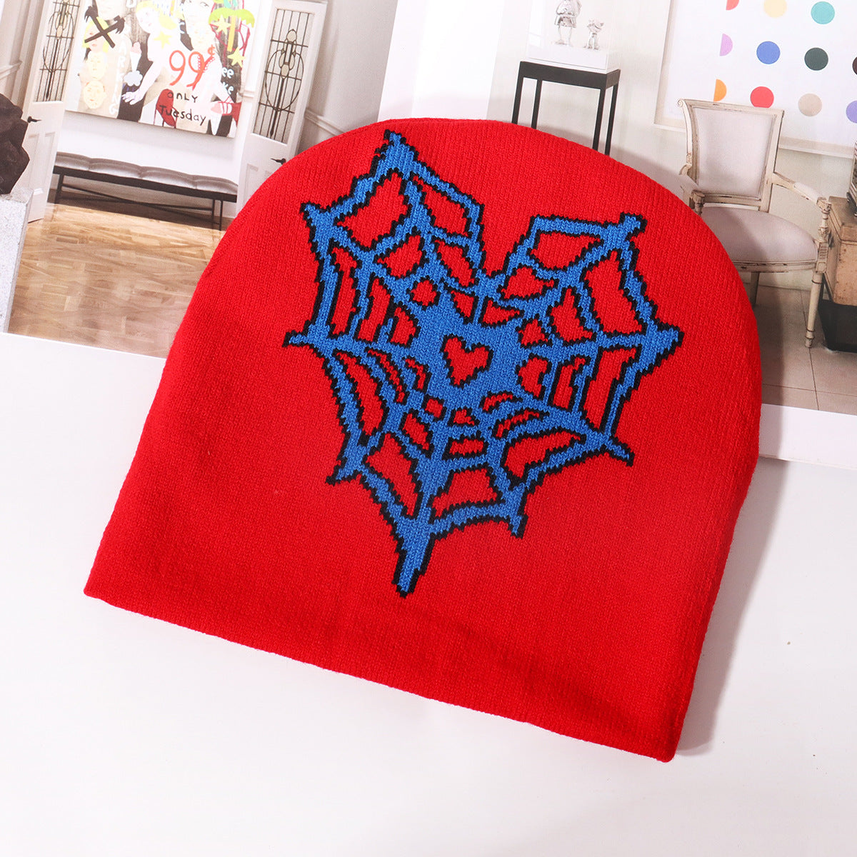 Wholesale Personality Trend Spider Web Pattern Jacquard Needle Warm Breathable Street Style Beanie