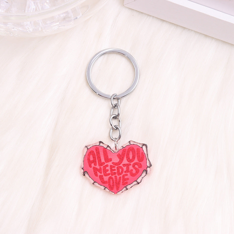 Wholesale Valentine's Day Love Dwarf Flamingo Rainbow Acrylic Keychain