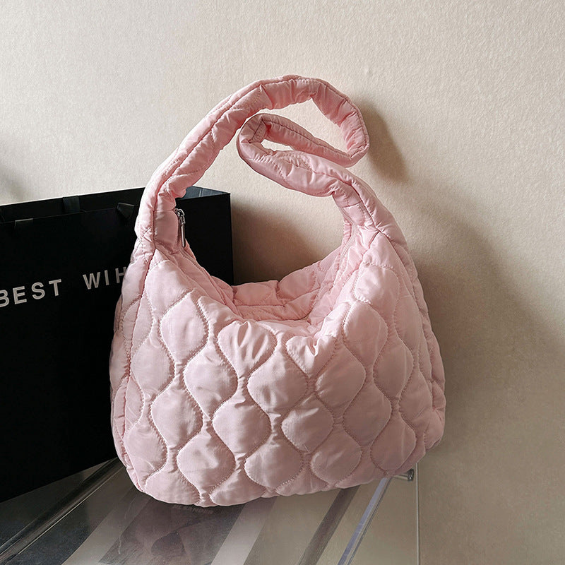 Wholesale Nylon Simple Solid Color Diamond Grid Large Capacity Single Shoulder Crossbody Bag
