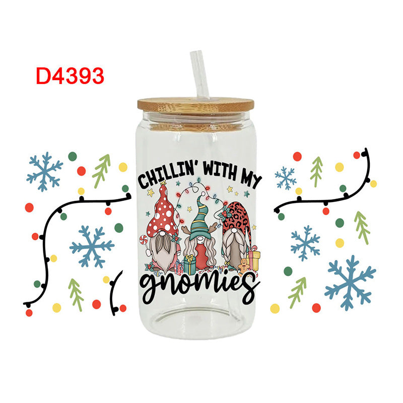 Wholesale Colorful Christmas Series  16oz Cup UV DTF Wraps