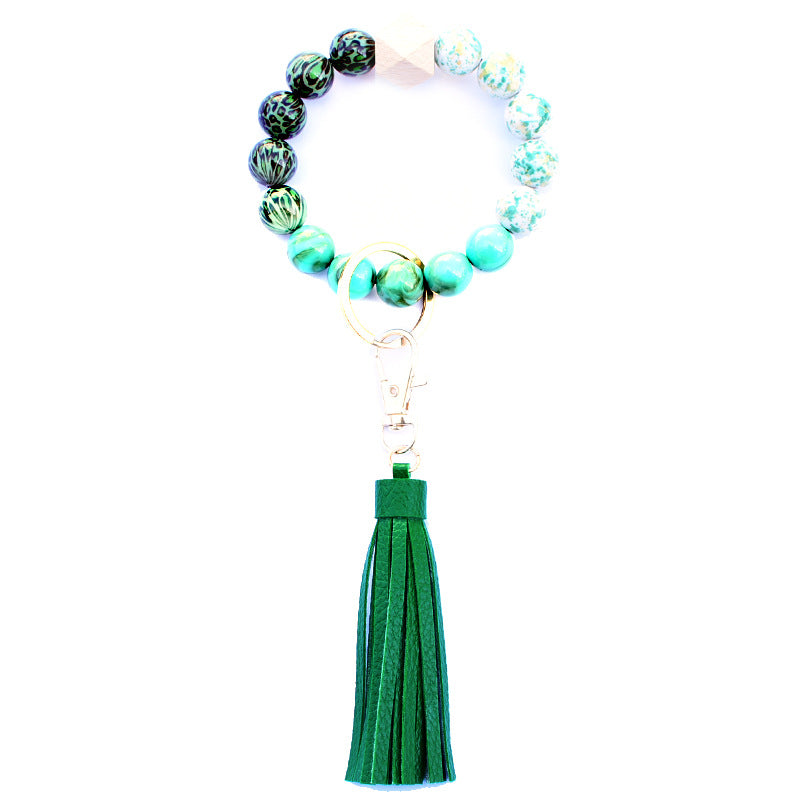 Wholesale Acrylic Beads Wooden Beads PU Tassel Bracelet Keychain