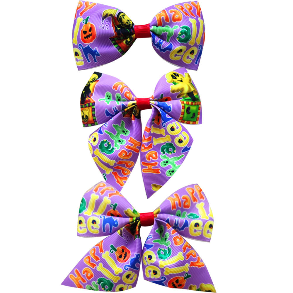 Wholesale Halloween 3-piece Set Printed Girl's Bow Hairpin