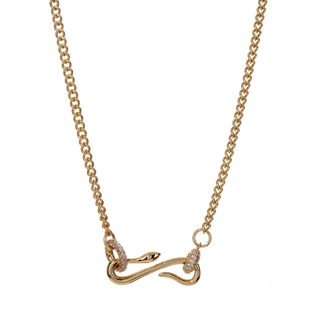Wholesale 18k Gold-plated Titanium Steel Retro Snake Shaped Necklace