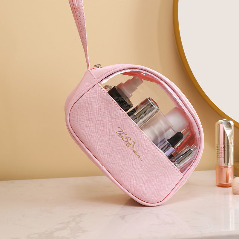 Wholesale PU Semi-circle Waterproof Cosmetic Bag Portable Storage Bag